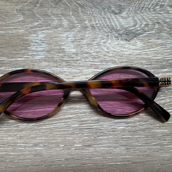 Miu Miu Tortoiseshell Oval Sunglasses with Pink Lenses - Picture 2 of 10